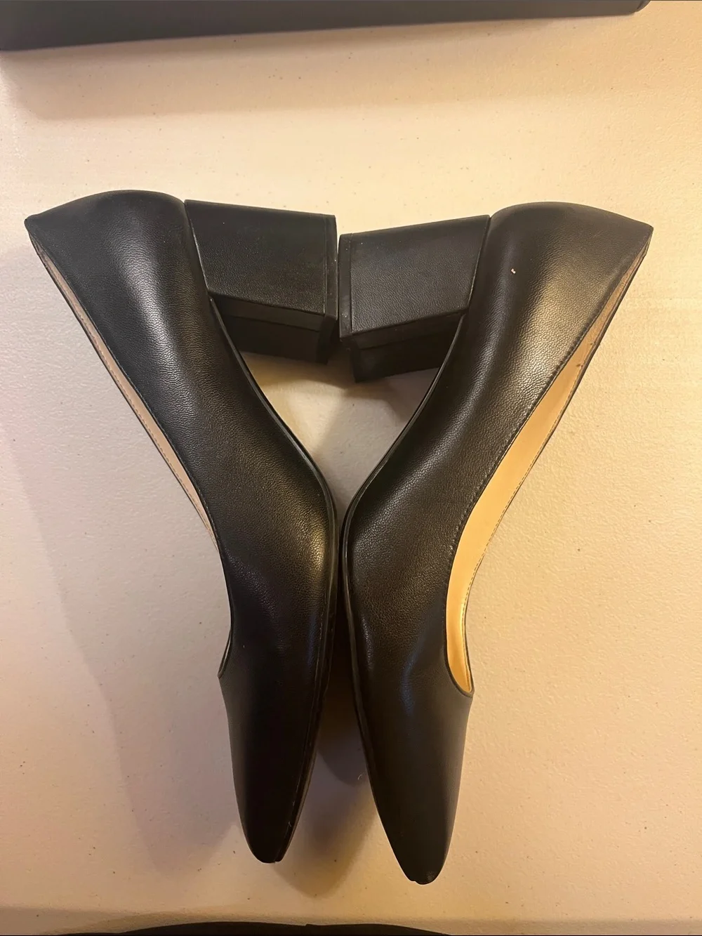 Nine West Black Pointed Block Heel Pumps